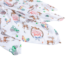 Load image into Gallery viewer, Little Hometown - Country Boy Muslin Swaddle Receiving Blanket