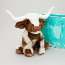 Load image into Gallery viewer, Jomanda Soft Toys & Accessories - Texas Longhorn Highland Cream Small Brown Cow Plush Toy 18cm