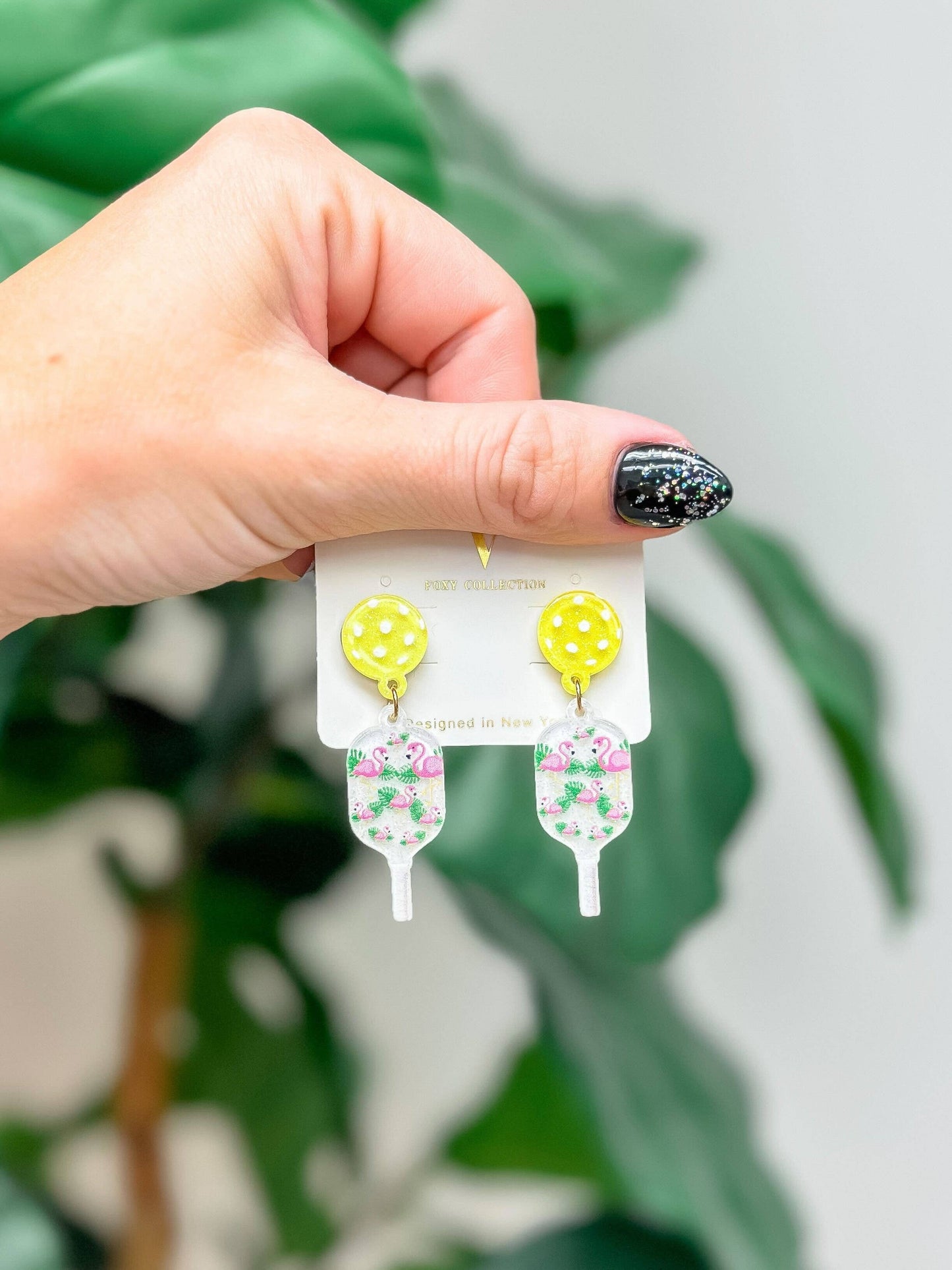 Pickleball Dangle Earrings: Pink Stripe