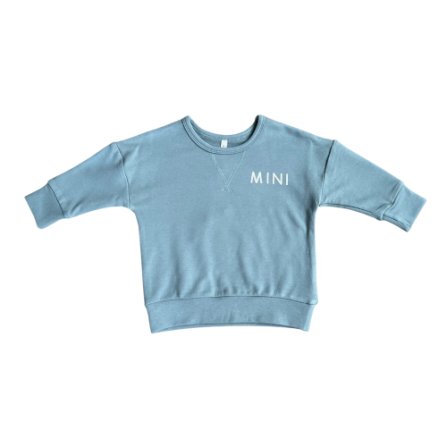 Drop-Shoulder Pullover in Storm by Baby Sprouts—soft bamboo terry sweatshirt, relaxed fit