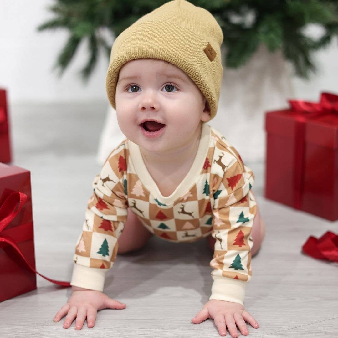 Cabin Christmas Long Sleeve Romper - Natural - Baby Clothing