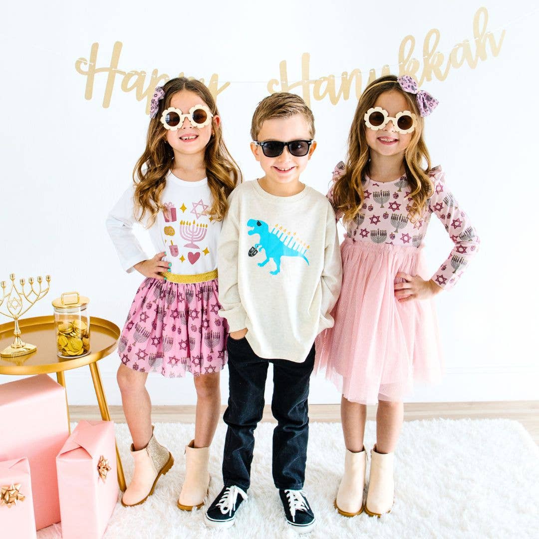 Menorasaurus Hanukkah Long Sleeve Shirt - Kids