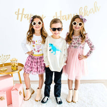 Load image into Gallery viewer, Sweet Wink - Menorasaurus Hanukkah Long Sleeve Shirt - Kids