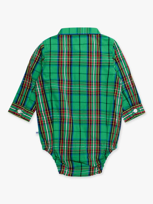 LS Button Down Bodysuit-Green Nicholas Plaid-Rugged Butts