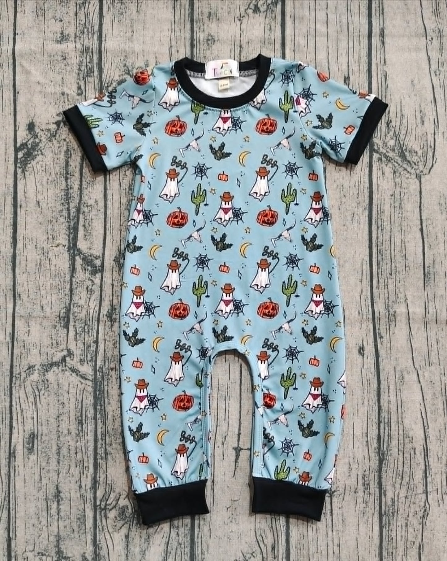 Ghostly Friends Infant Romper in natural tones by TWOCAN/Wellington, refined children's clothing