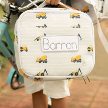 Load image into Gallery viewer, Sugar Bee Clothing - Boys Lunch Bag - Construction on Grey