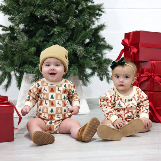 Cabin Christmas Long Sleeve Romper - Natural - Baby Clothing