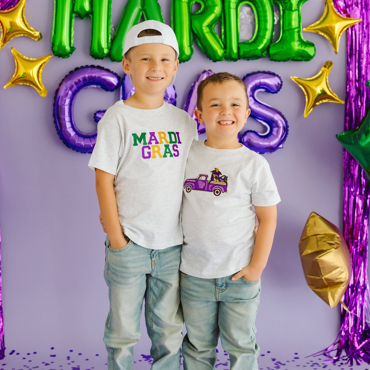 Mardi Gras Truck Patch Short Sleeve T-Shirt