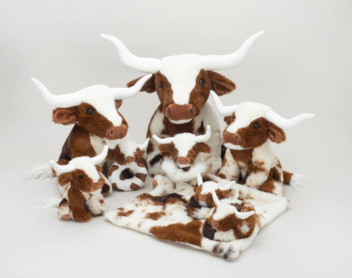 Texas Longhorn Highland Cream Small Brown Cow Plush Toy 18cm