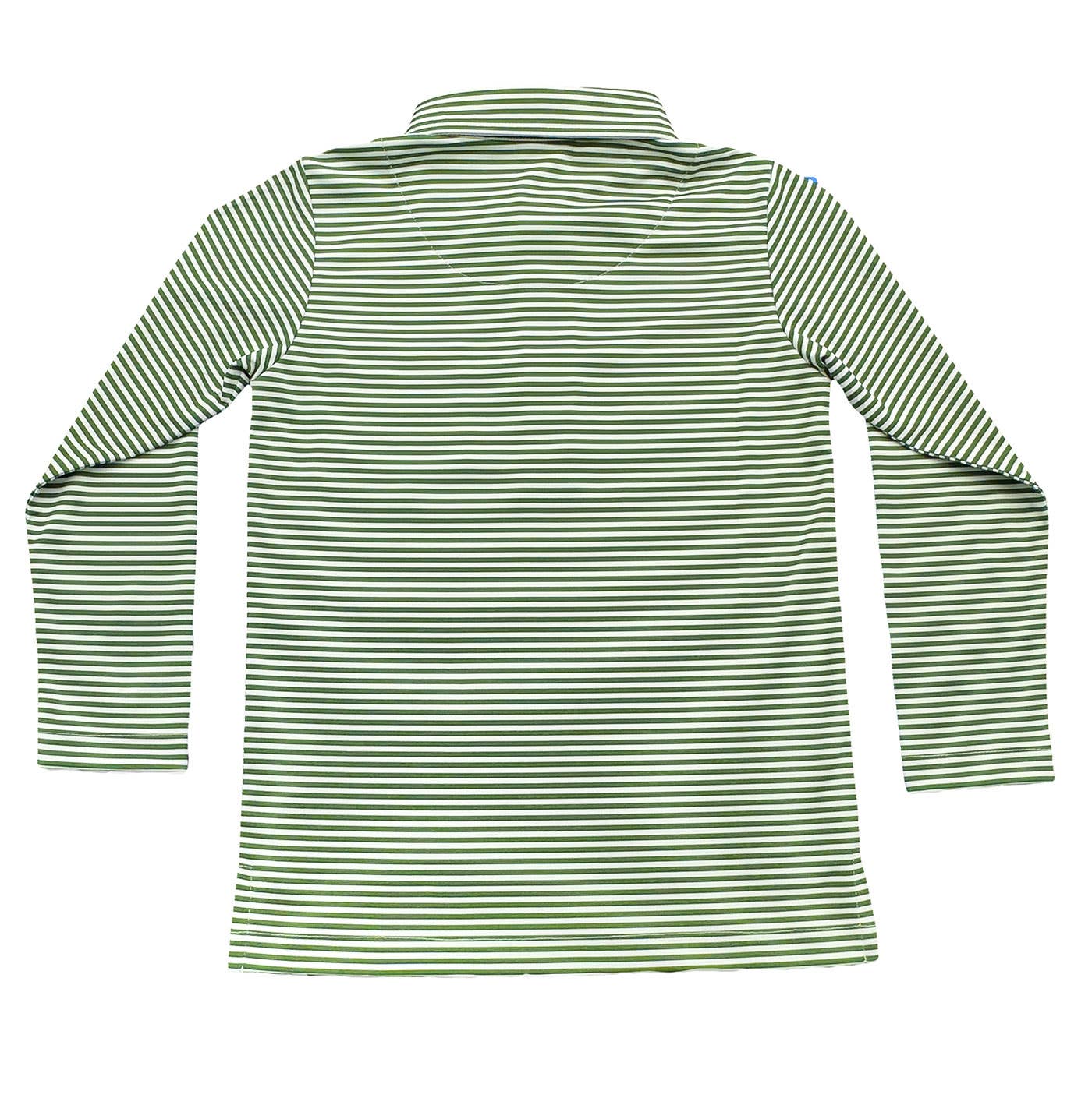 Boys Inshore Performance Polo LS - Green Stripe