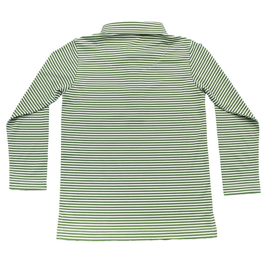 Boys Inshore Performance Polo LS - Green Stripe