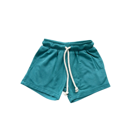 Sea Pine Everyday Shorts by Baby Sprouts; soft bamboo terry with elastic waistband