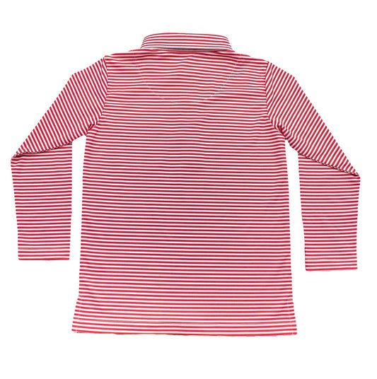 Boys Inshore Performance Polo LS - Red Stripe
