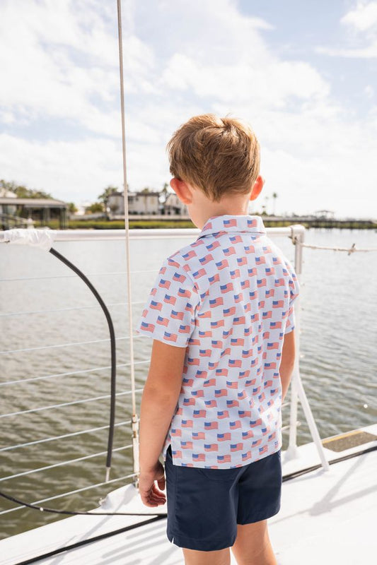 Inshore Boys Performance SS Polo-Flags