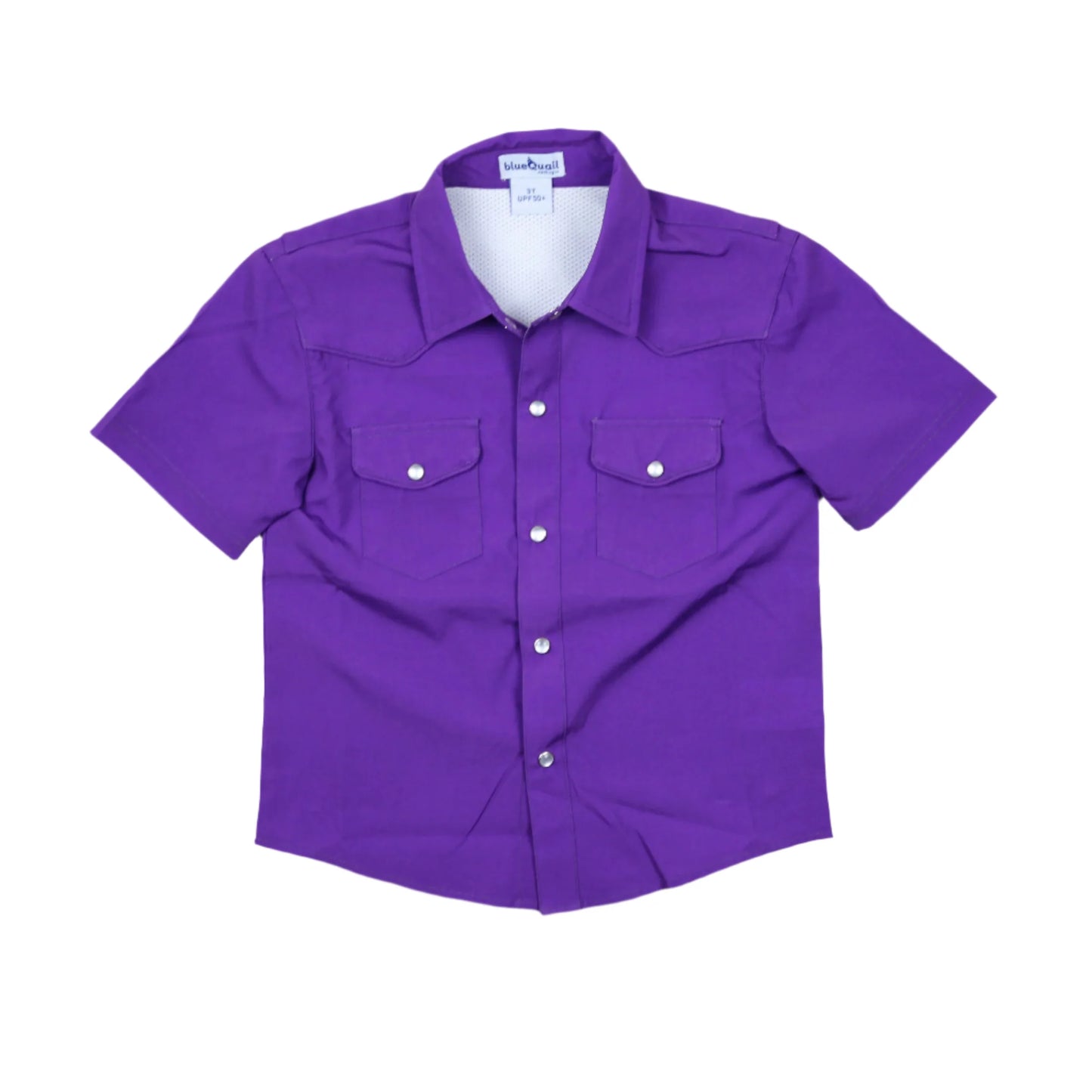 RV Gameday Pearl Snap Short Sleeve Shirt-Blue Quail