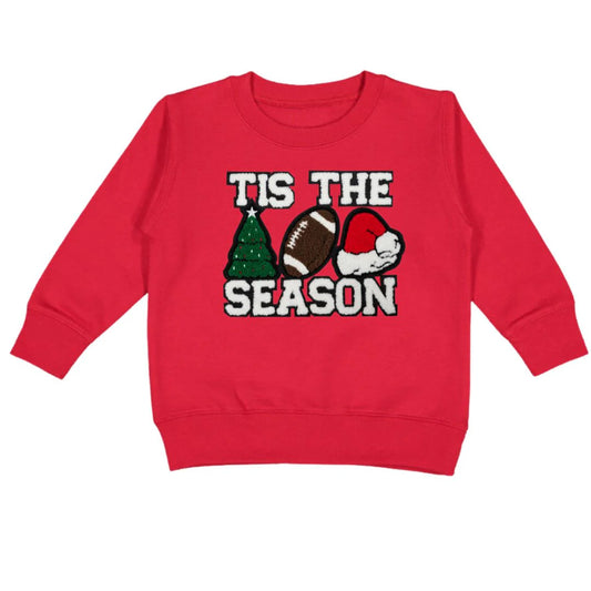 Tis The Season Patch Christmas Sweatshirt-Red
