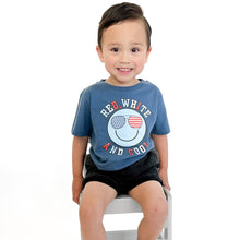 Load image into Gallery viewer, Sweet Wink - Red, White, and Cool Patriotic Smiley Short Sleeve T-Shirt
