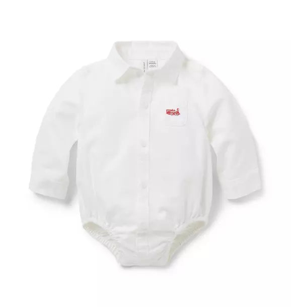 LS TRAIN COLLARED BODYSUIT-White