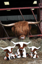 Load image into Gallery viewer, Jomanda Soft Toys & Accessories - Texas Longhorn Highland Cream Small Brown Cow Plush Toy 18cm