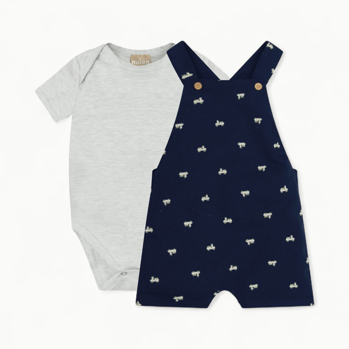 Milon Grey Onesie with polo collar and embroidered scooter motif