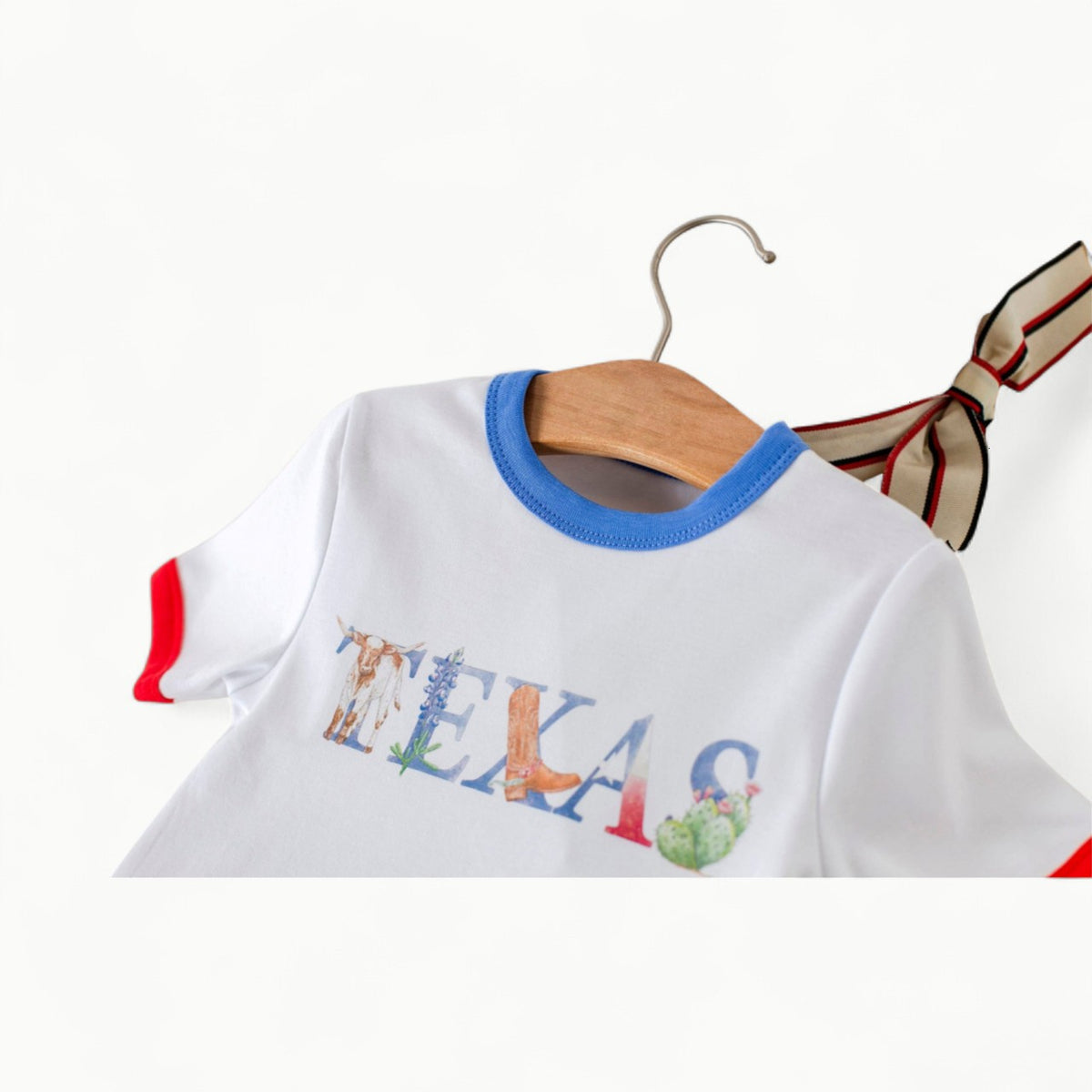 Tiny Texan Organic Cotton Tee in red, white, and blue by Nola Tawk