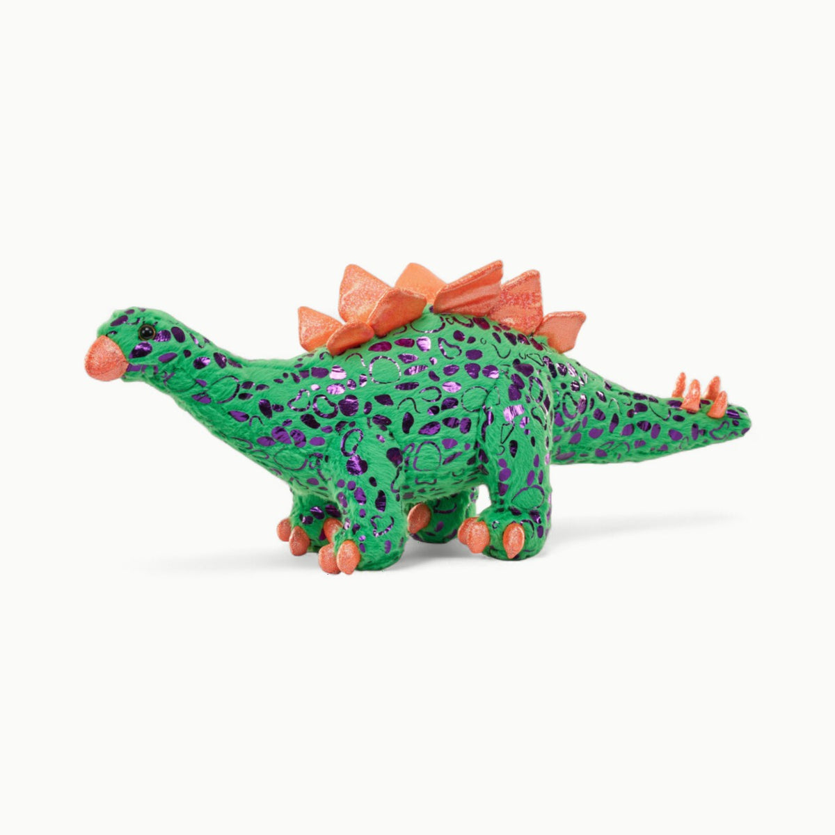 Foilkins-Dino Stegosaurus 12-inch plush stuffed animal by Wild Republic in soft gray and neutral tones