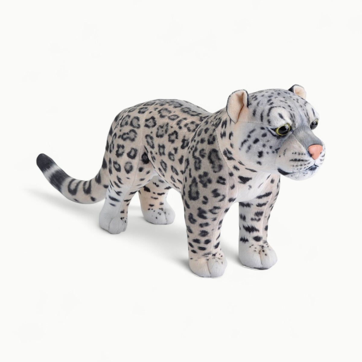 Living Earth Snow Leopard 17-inch plush stuffed animal by Wild Republic, standing pose with detailed spotted coat