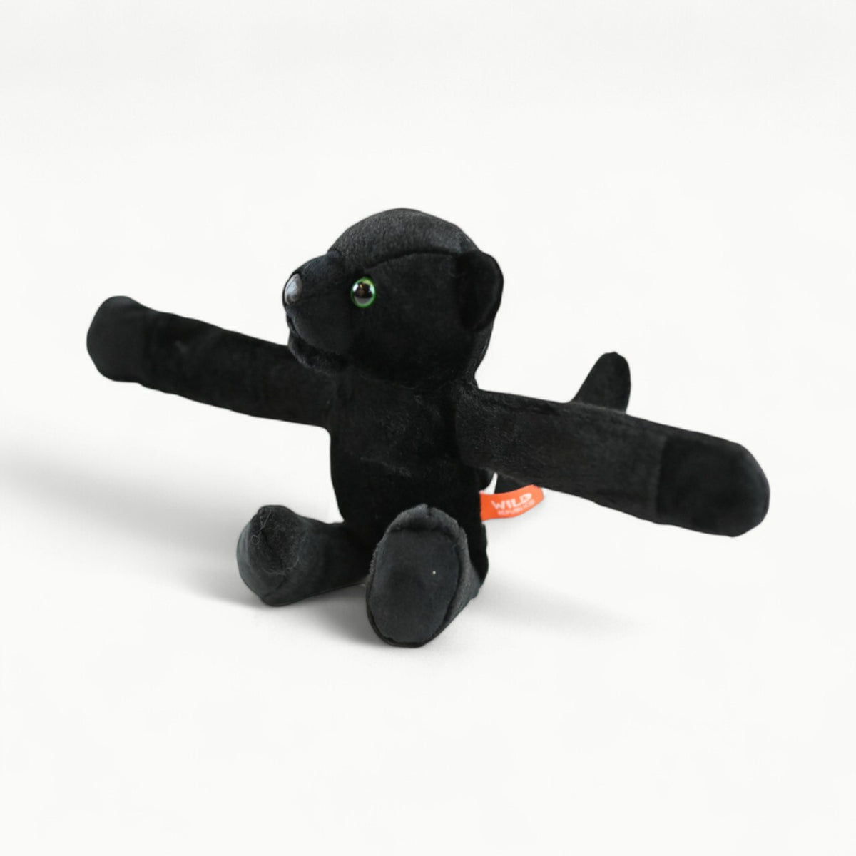 Huggers Black Panther Stuffed Animal, 8-inch plush with triple-protected snap band