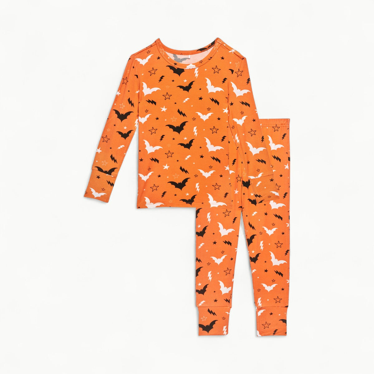Hendrix 2pc orange bat pajama set by Posh Peanut in soft bamboo viscose