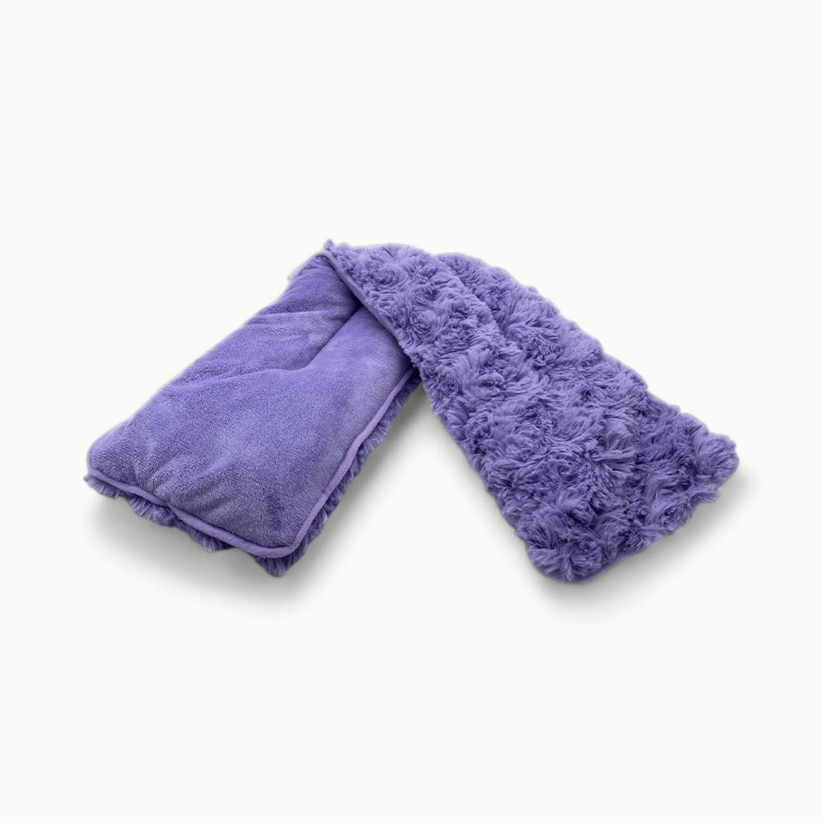 Warmies curly purple neck wrap, 19 inches, for warm or chilled comfort.
