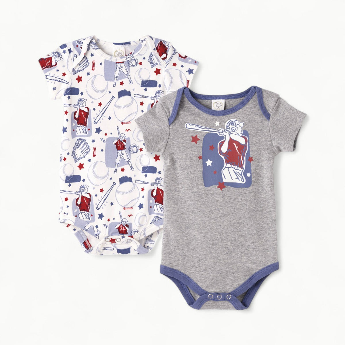 Tesa Babe Batter Up short sleeve bodysuits, two-piece set in refined neutral tones