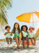 Load image into Gallery viewer, RuggedButts - Baby Boys Spring Green Seersucker Short Sleeve One Piece Rash Guard Swimsuit