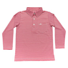 Load image into Gallery viewer, Saltwater Boys Company - Boys Inshore Performance Polo LS - Red Stripe