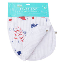 Load image into Gallery viewer, Little Hometown - Texas Boy 2-in-1 Burp Cloth and Bib