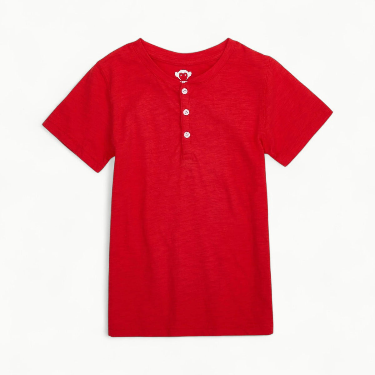Red clay short-sleeve henley with button placket by Appaman