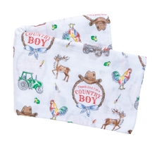 Load image into Gallery viewer, Little Hometown - Country Boy Muslin Swaddle Receiving Blanket