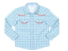 Load image into Gallery viewer, Tattersall Pearl Snap LS Shirt-Blue Quail
