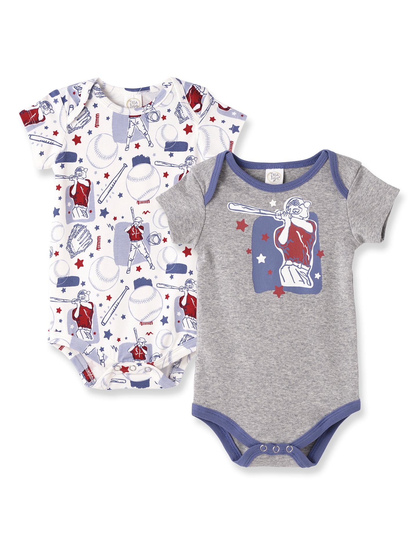 Tesa Babe Batter Up short sleeve bodysuits, two-piece set in refined neutral tones