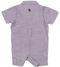 Load image into Gallery viewer, Guayabera-Gameday Wave Check SS Romper-Blue Quail