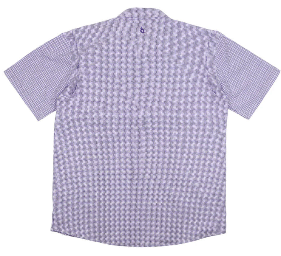 Guayabera, Game Day, Wave Check SS Shirt-Blue Quail