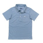 Inshore Short Sleeve Performance Polo in Parisian Blue Stripe by Saltwater Boys