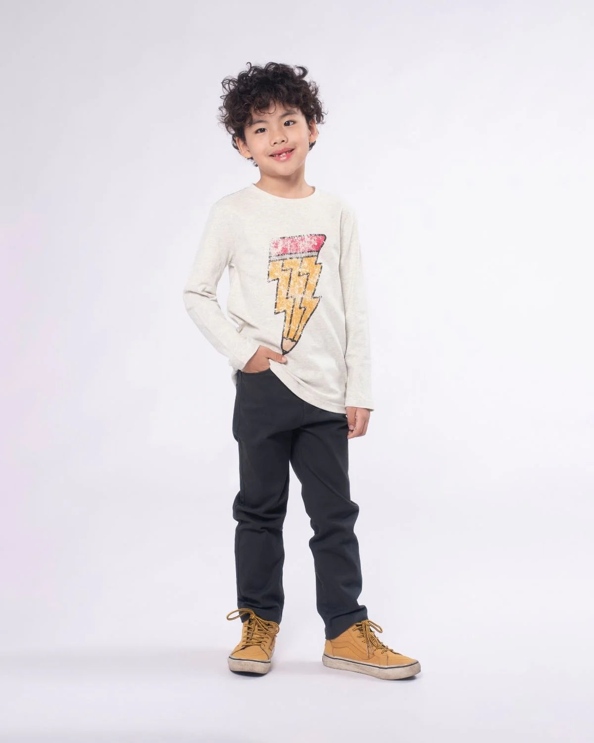 Graphic LS Tee, Cloud Heather