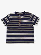 Load image into Gallery viewer, SS Henley-Dark Navy & Olive Stripe-Rugged Butts