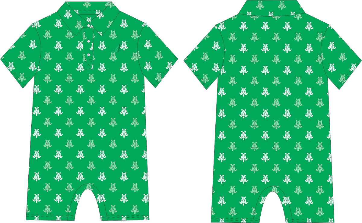 Banksy Romper-Dark Green w/turtles