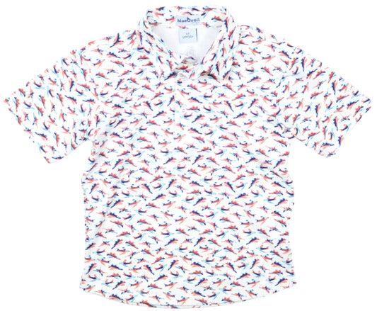 Jets Polo SS Shirt-Blue Quail