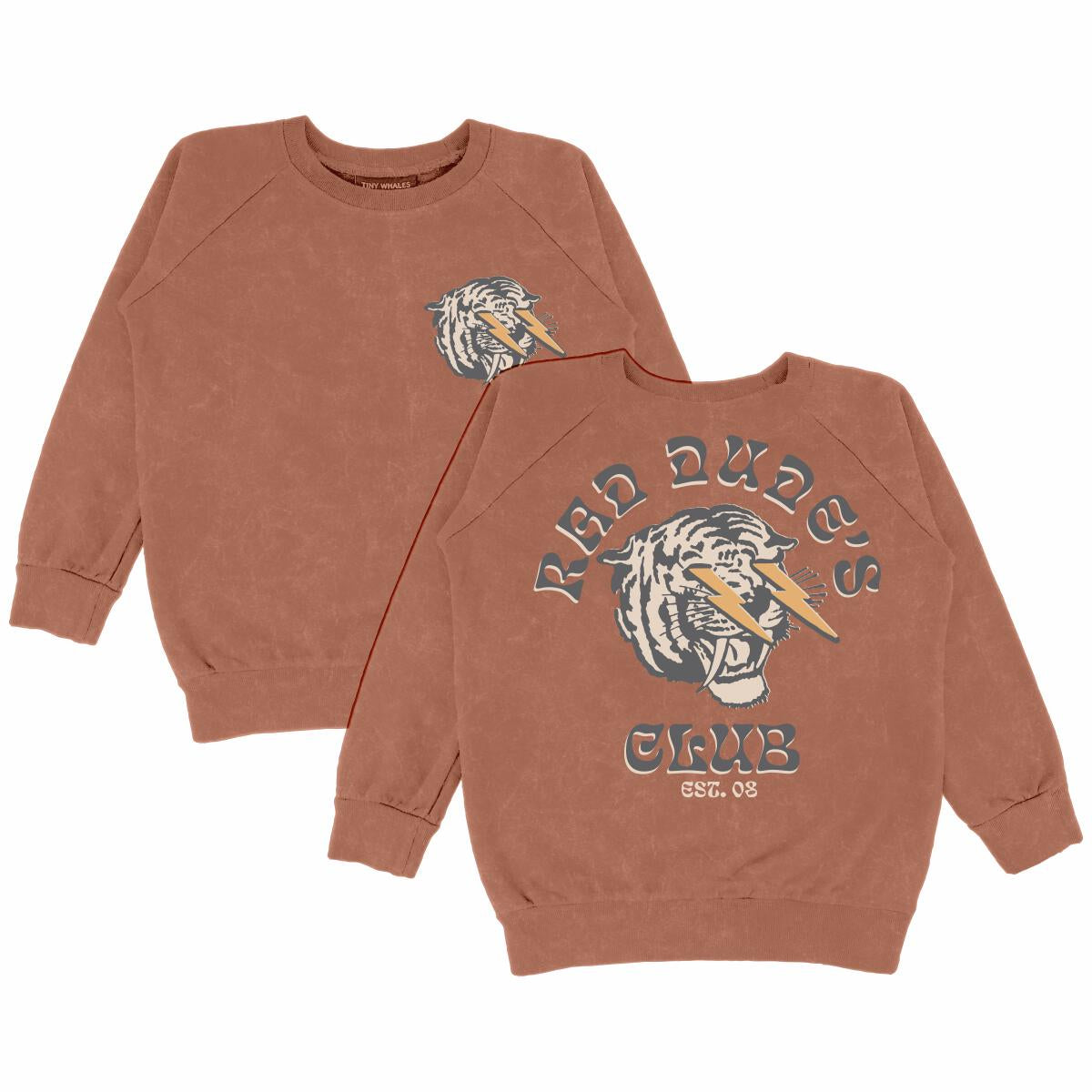 Rad Dudes Club Sweatshirt in Mineral Brick by Tiny Whales, elevated children's basics