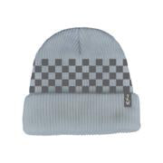Tiny Whales Check It Beanie in black and ocean with subtle check pattern