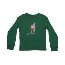 LS Graphic Tee-Christmas Surf Santa (Dark Green)
