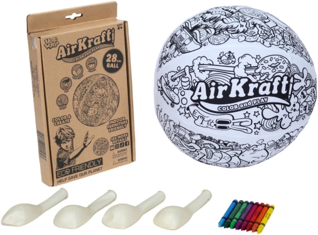 HogWild AirKraft Ball, 10-inch canvas bouncing ball with included eight crayons