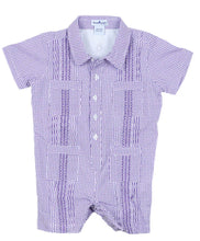 Load image into Gallery viewer, Guayabera-Gameday Wave Check SS Romper-Blue Quail